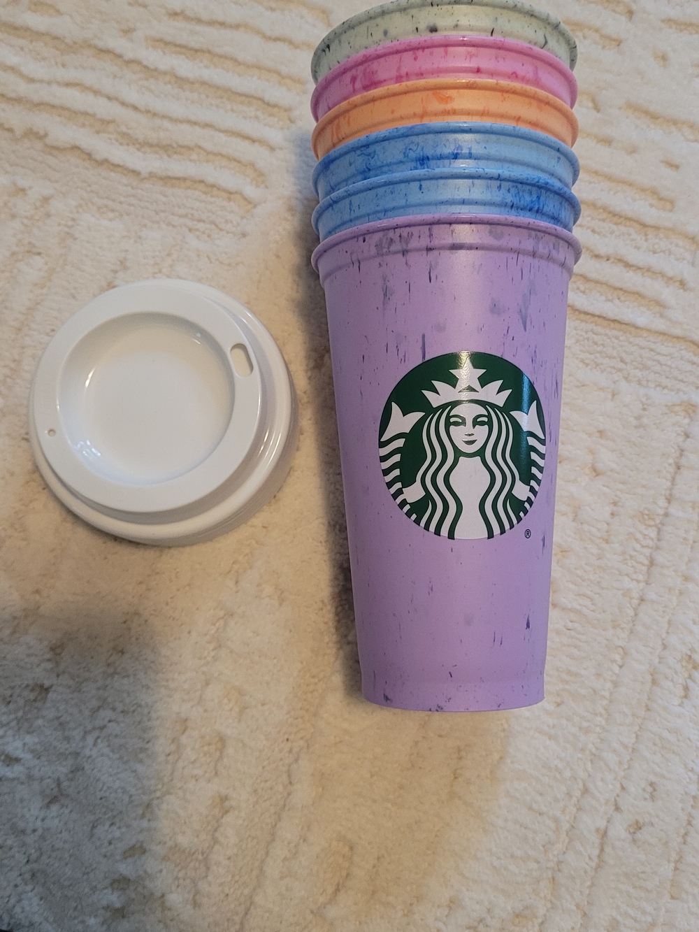 Starbucks Lavender Reusable Cup with Pastel Stack